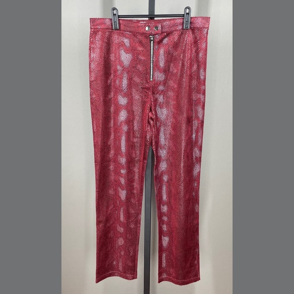 NEW Urban Outfitters Pants Womens 10 red black snake animal straight leg boho - Picture 1 of 10
